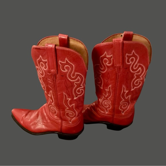 (Vintage) Lucchese 1883 Red Leather Western Cowgirl Boot - Picture 7 of 10